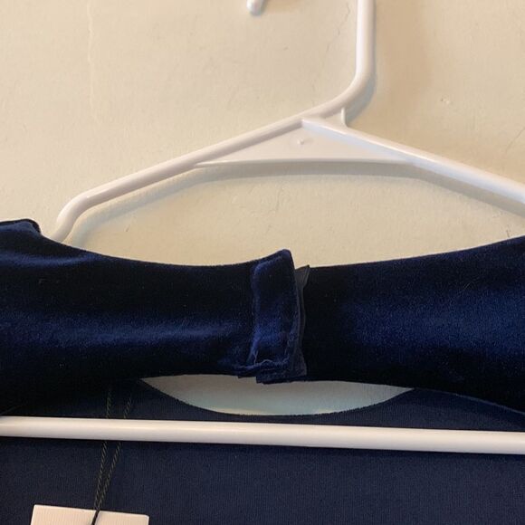 SUGAR + LIPS DRESS turn around blue velvet mini  Size M NWT - Picture 8 of 11